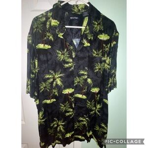 Puritan Black and Green Tropical Shirt